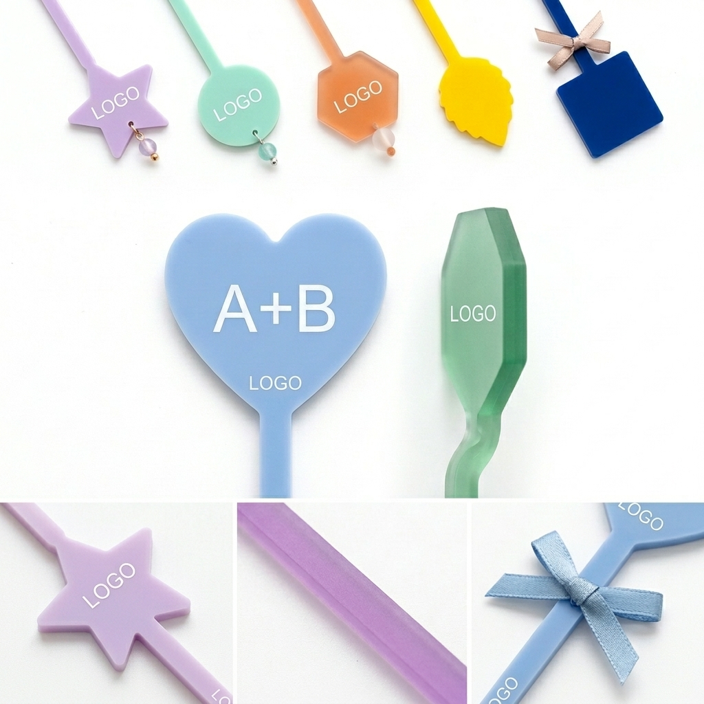 Premium Acrylic Drink Stirrers with Custom Engraving for Cocktails and Coffee