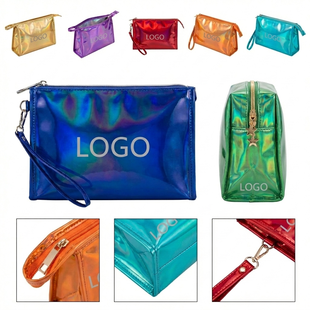 Vibrant Water-Resistant PVC Makeup and Cosmetics Tote Bag