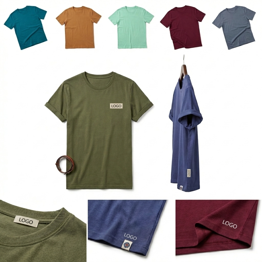 Essential Cotton Crew: Solid Color T-Shirt in Earth & Jewel Tones